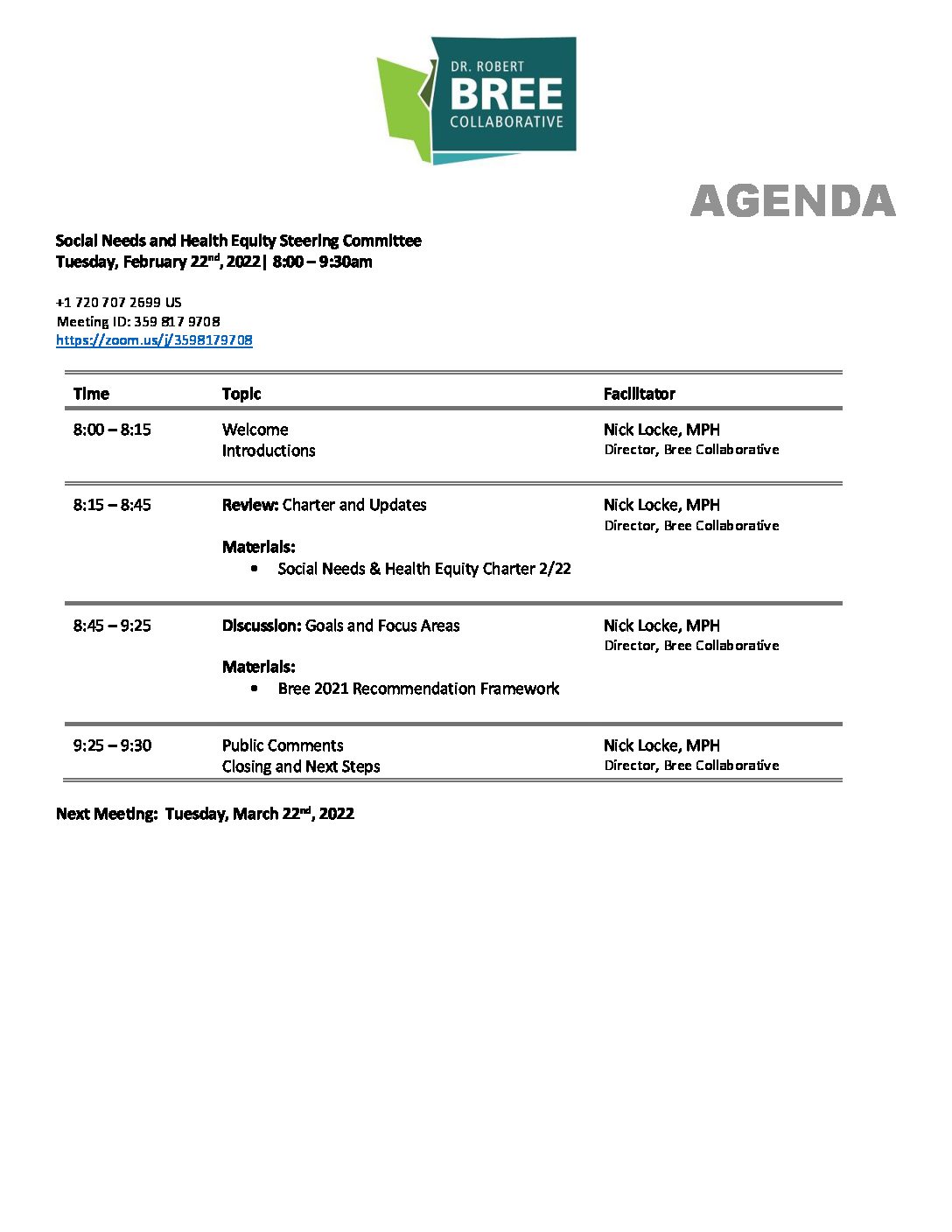 Agenda-Social Needs Health Equity-22-0222