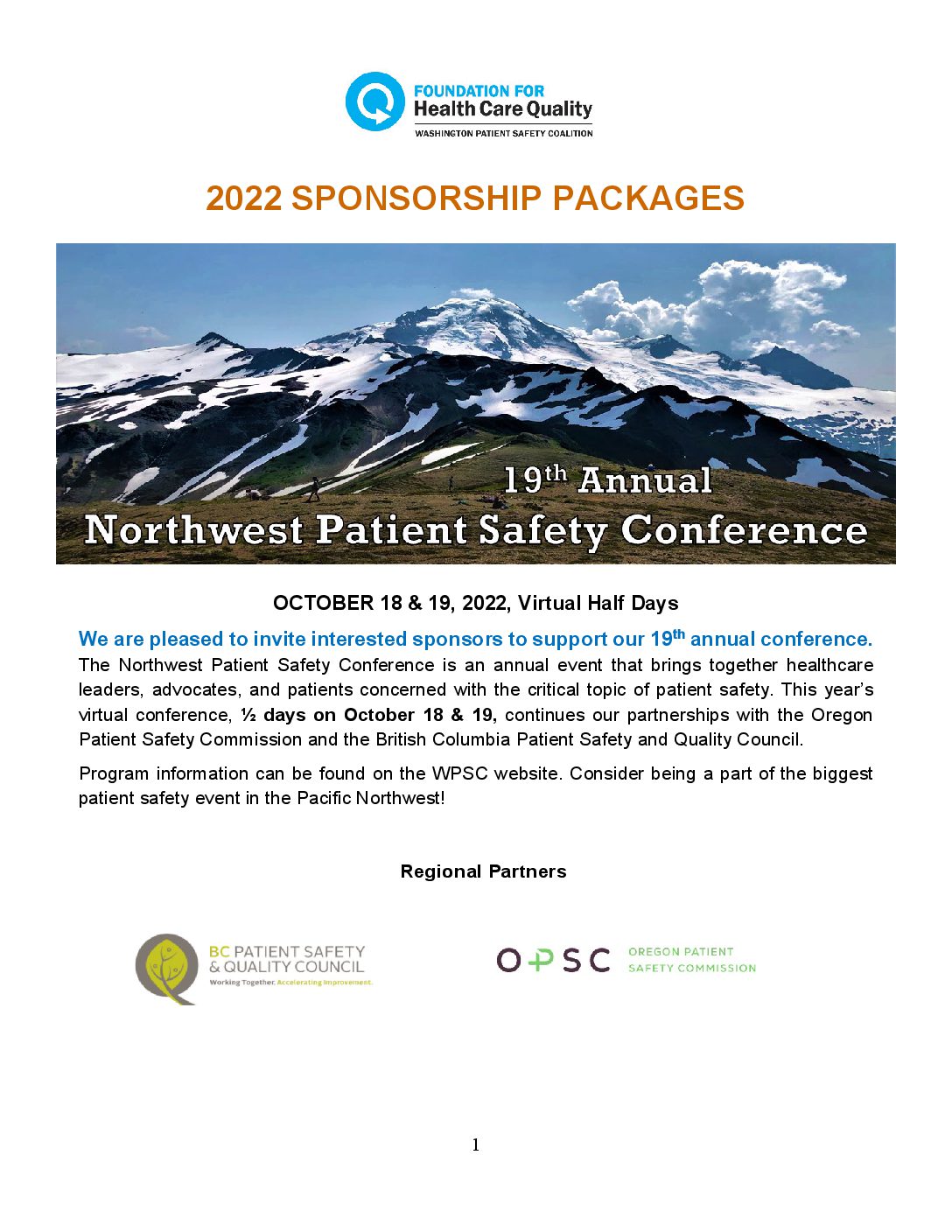 Sponsorship Packages 2022 NW Patient Safety Conference 2022_07_07