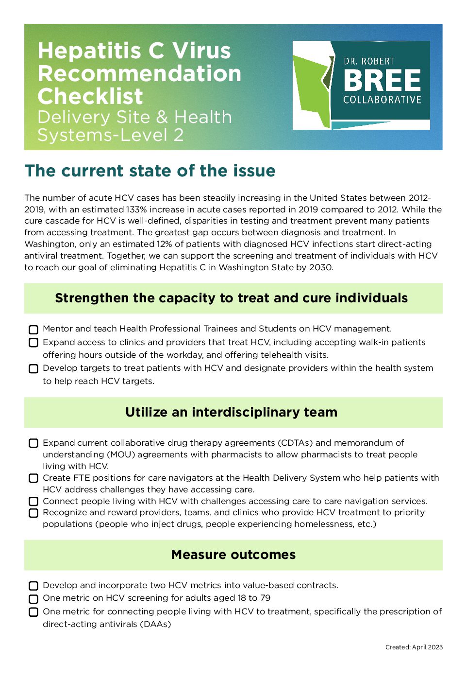 HCV Checklist Health Delivery Site-Level 2 (3)