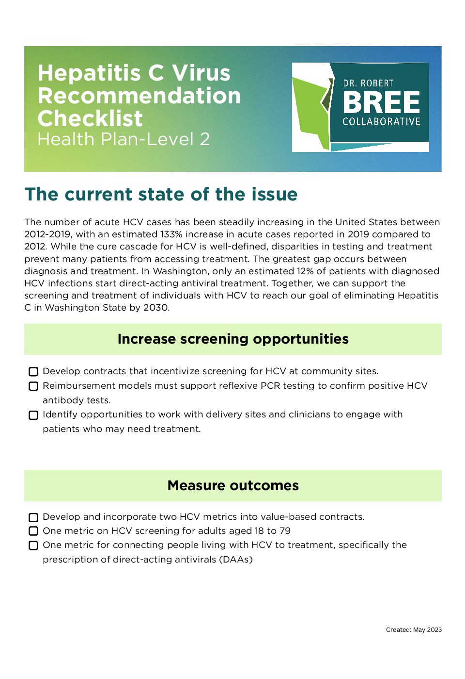 HCV Checklist Health Plan-Level 2