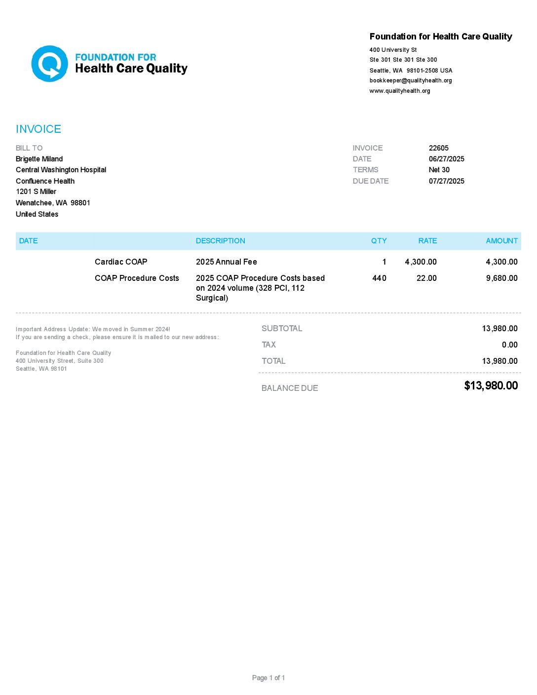 Invoice 22605