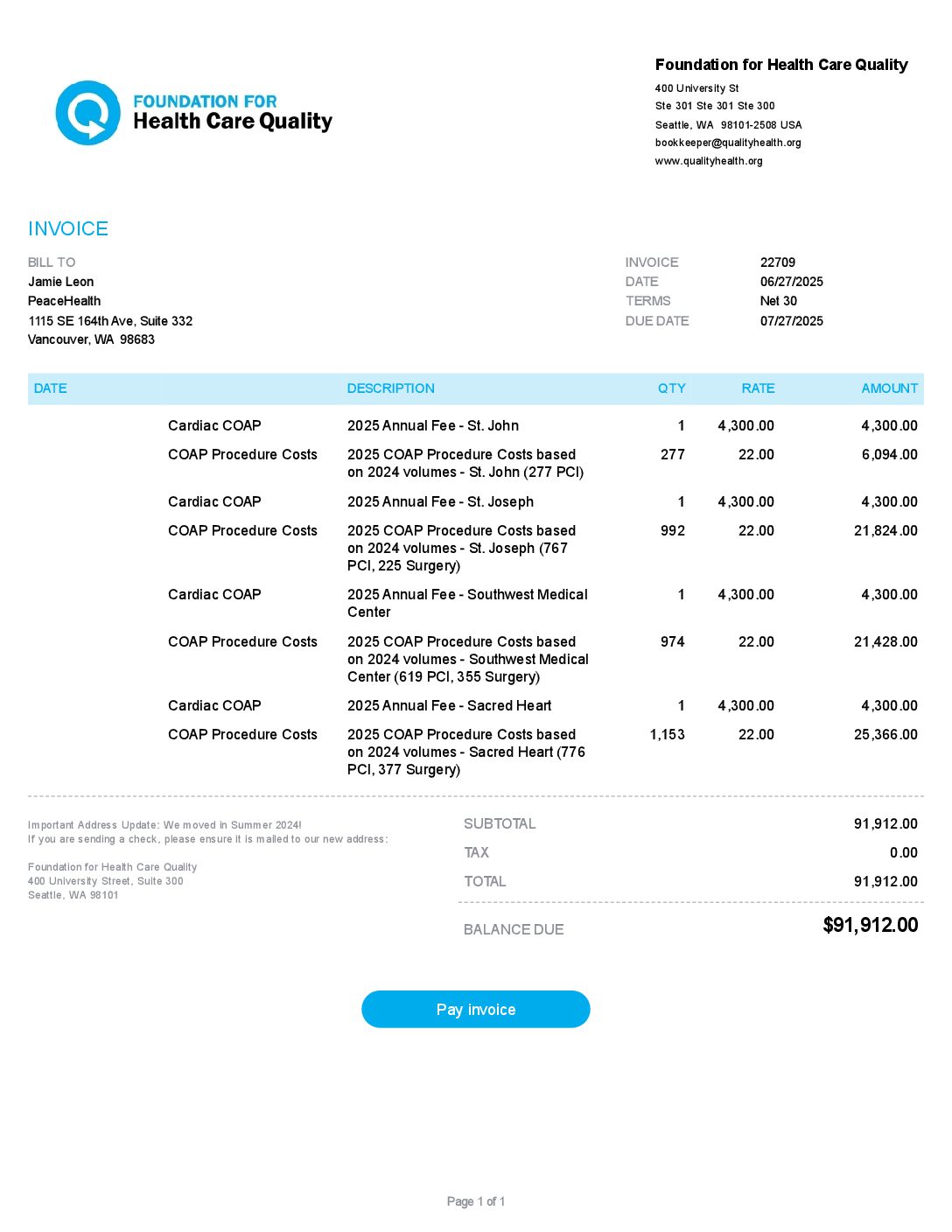 Invoice 22709