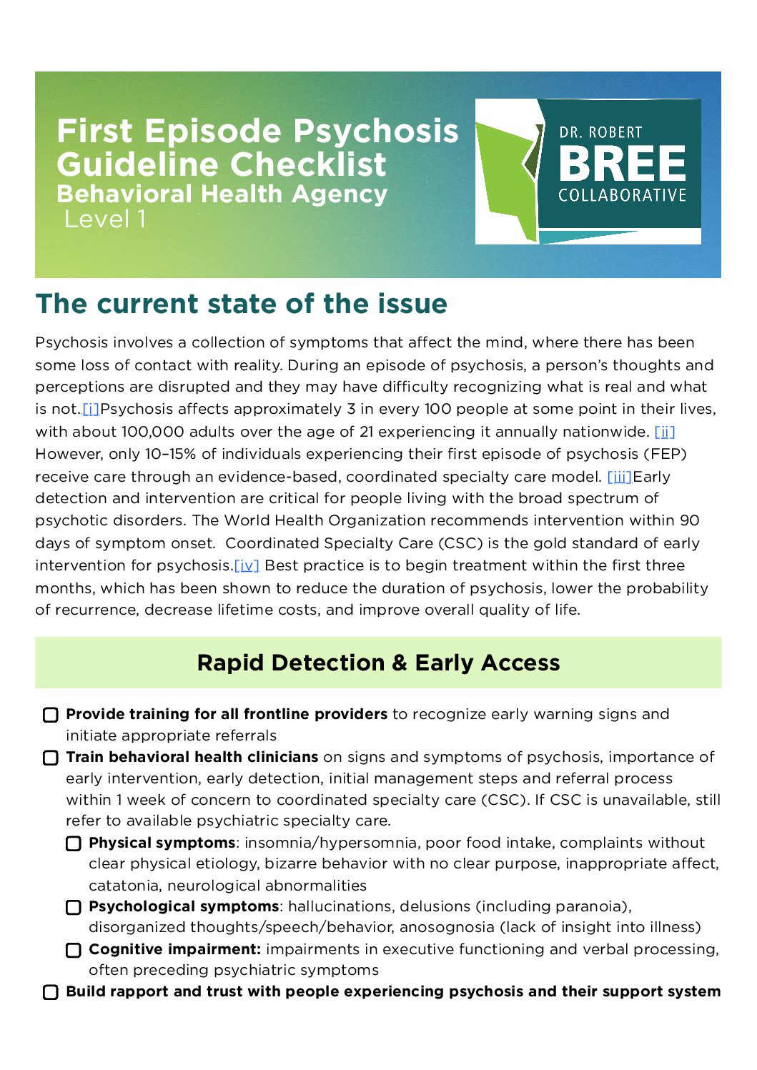 FEP Checklist BH Agency -Level 1