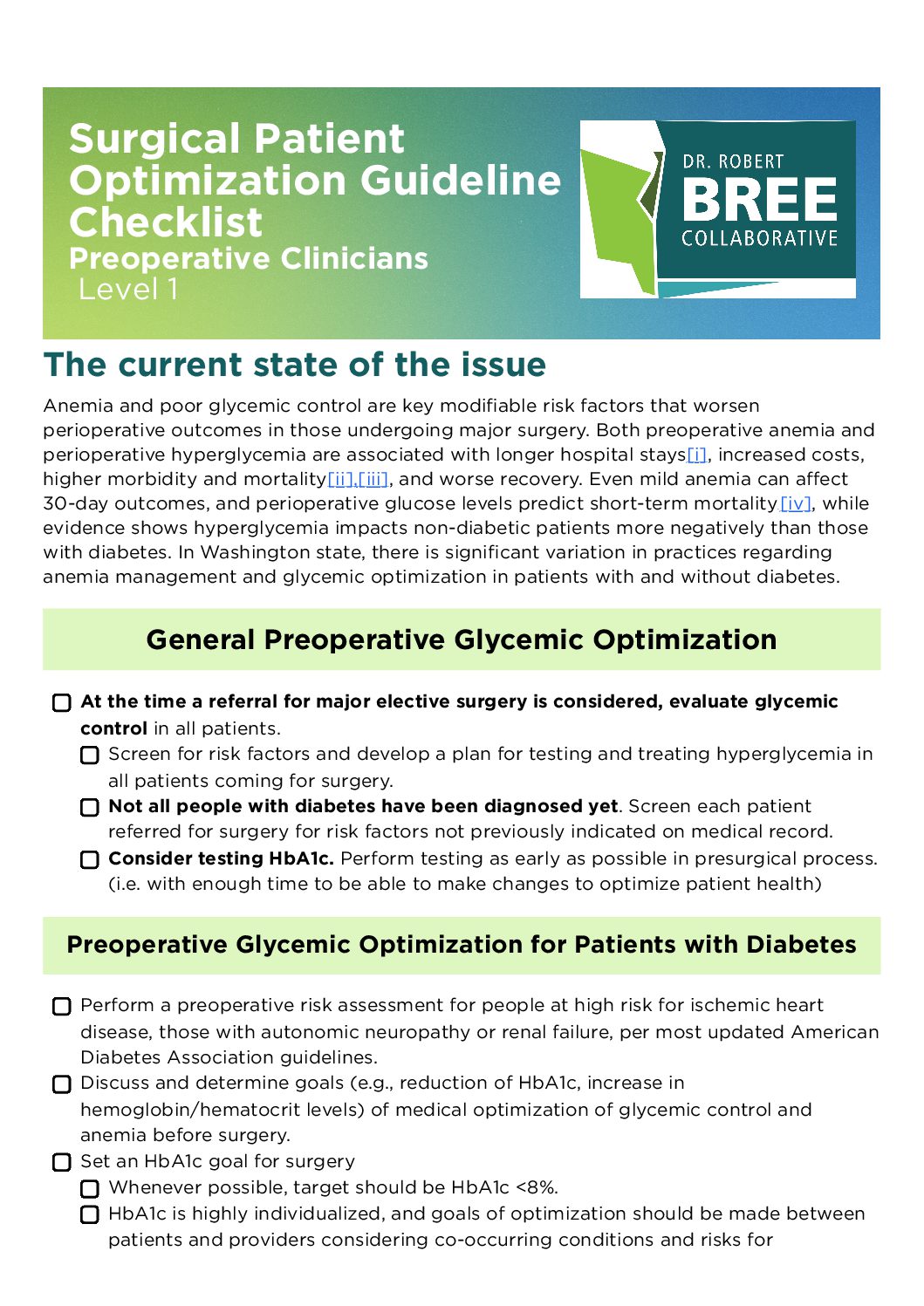 Surgical Patient Optimization Preoperative Clinicians -Level 1