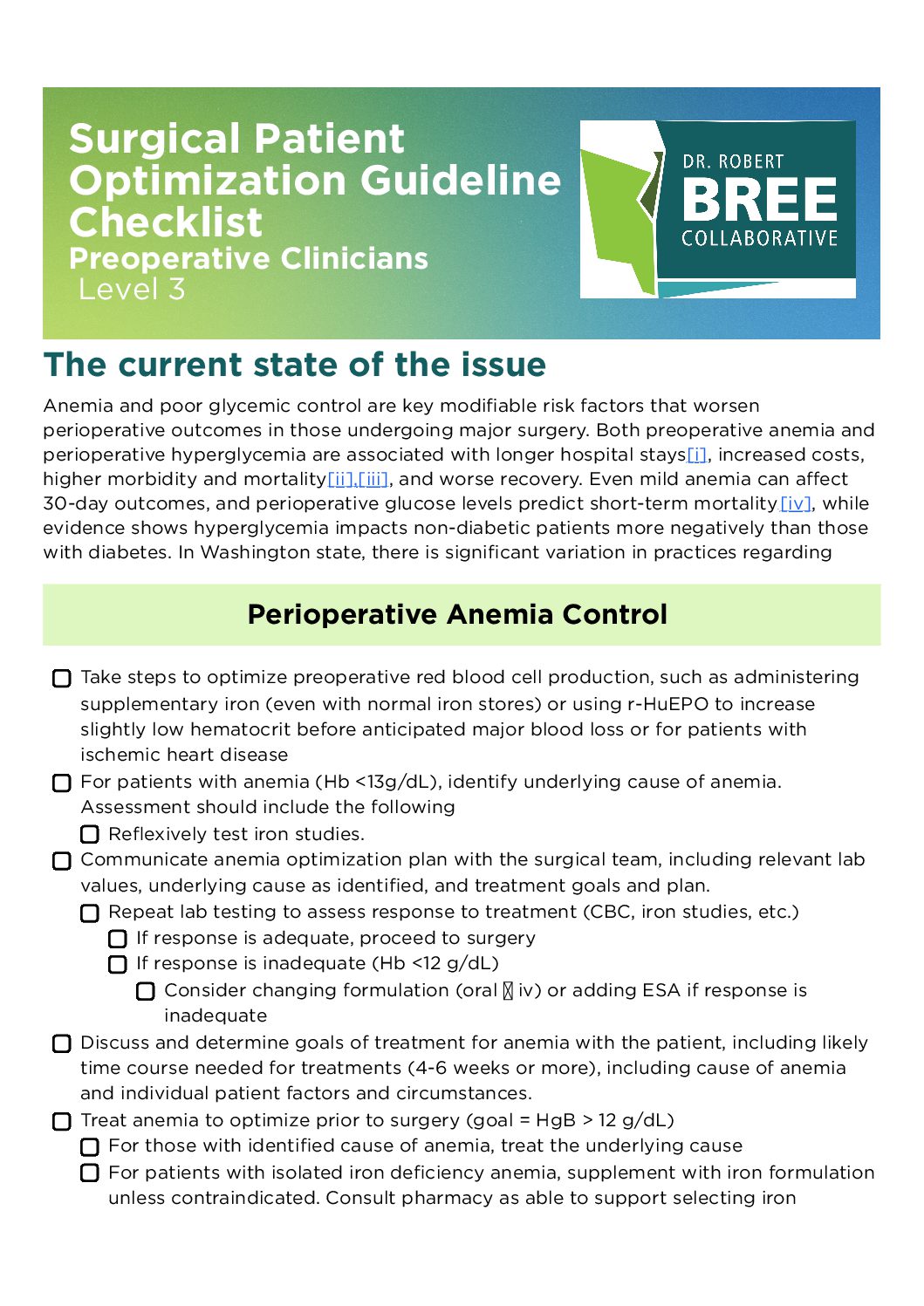 Surgical Patient Optimization Preoperative Clinicians -Level 3